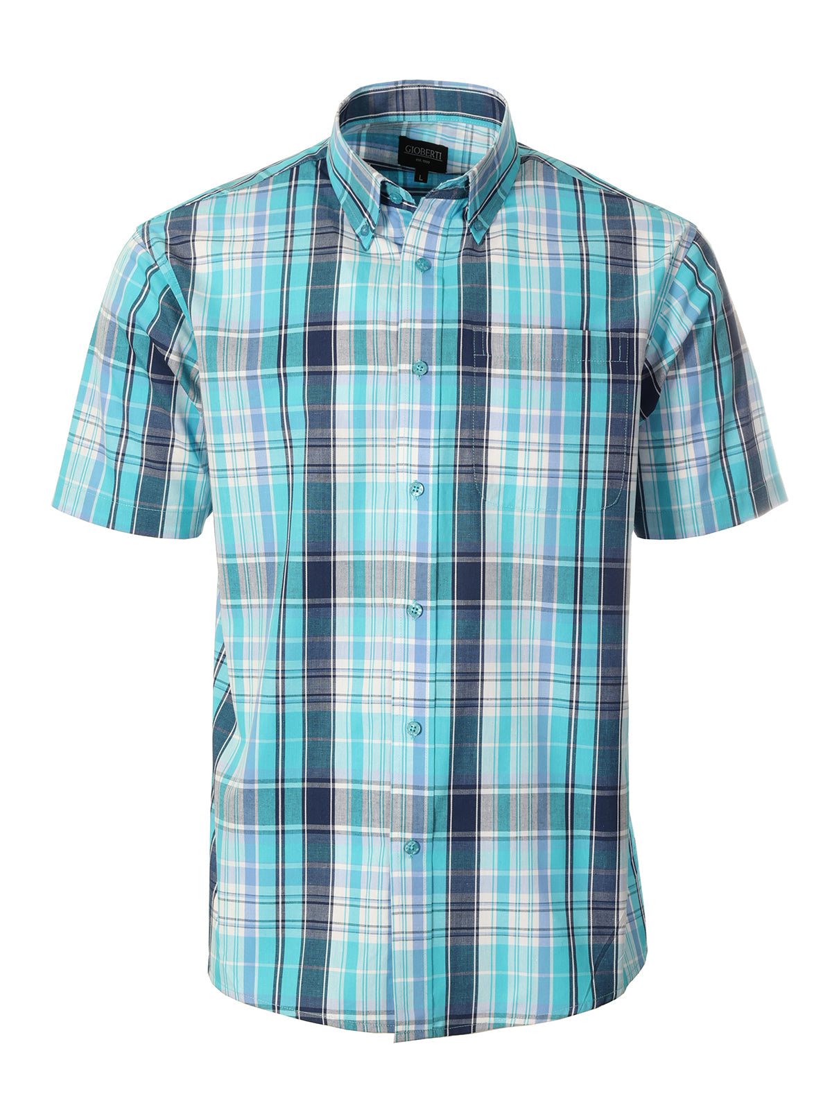 Mens Casual Plaid Short Sleeve Button Down Shirt