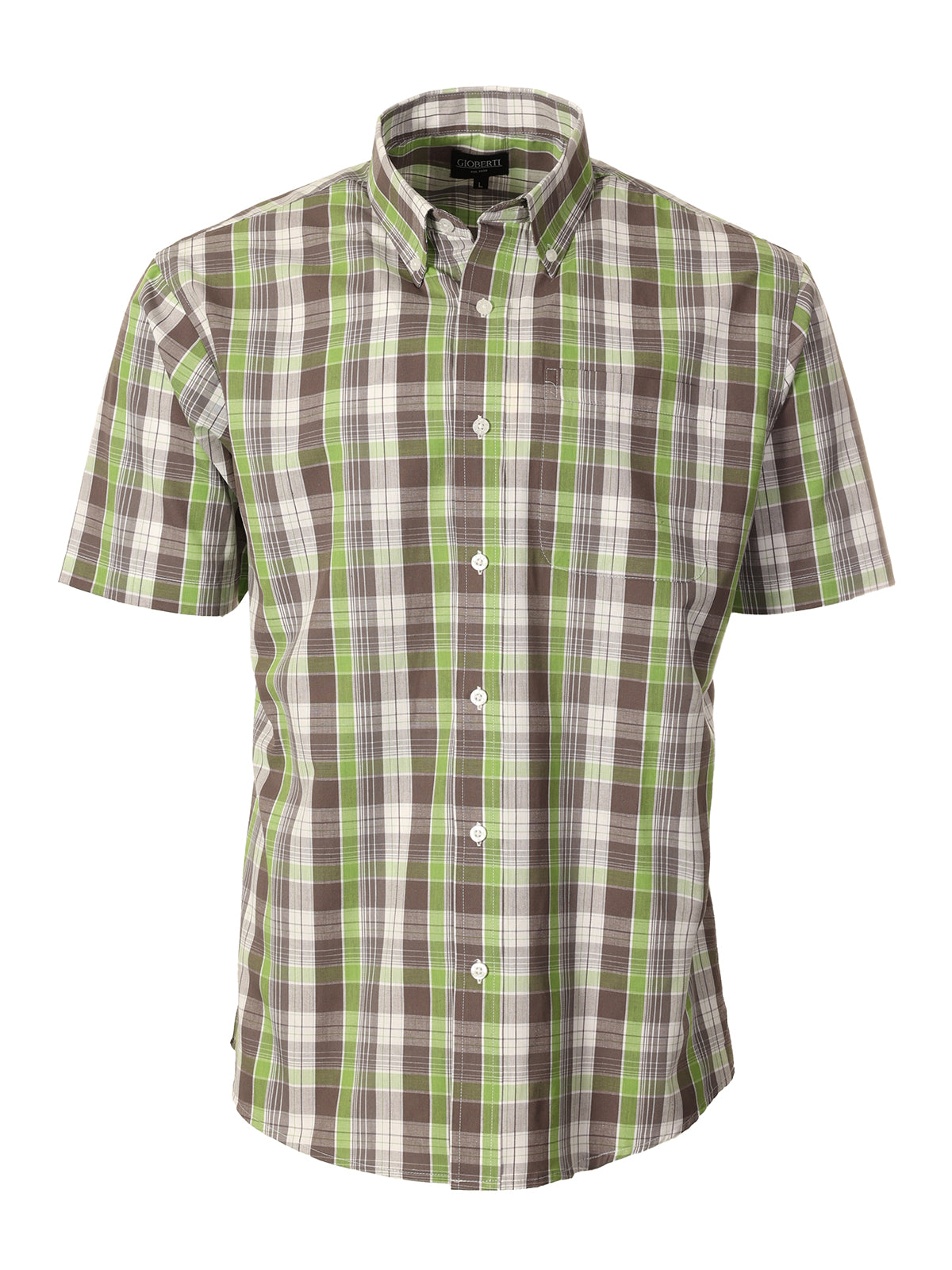 Mens Casual Plaid Short Sleeve Button Down Shirt