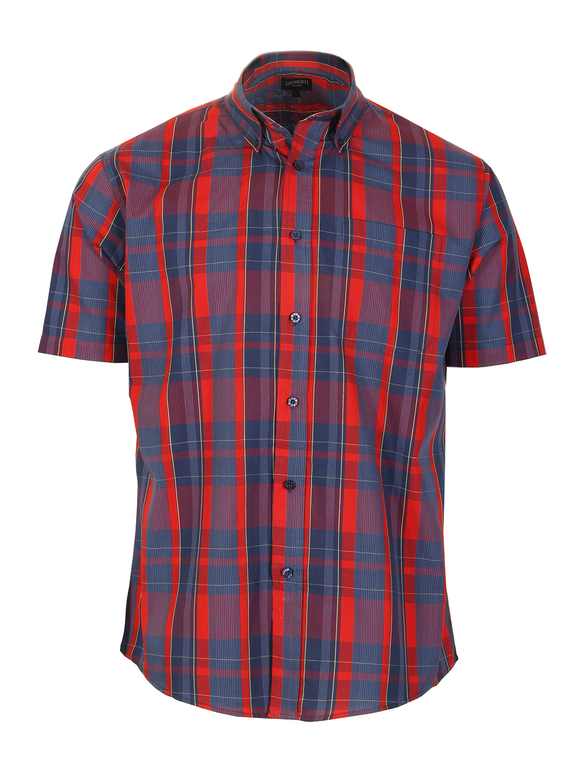 Mens Casual Plaid Short Sleeve Button Down Shirt