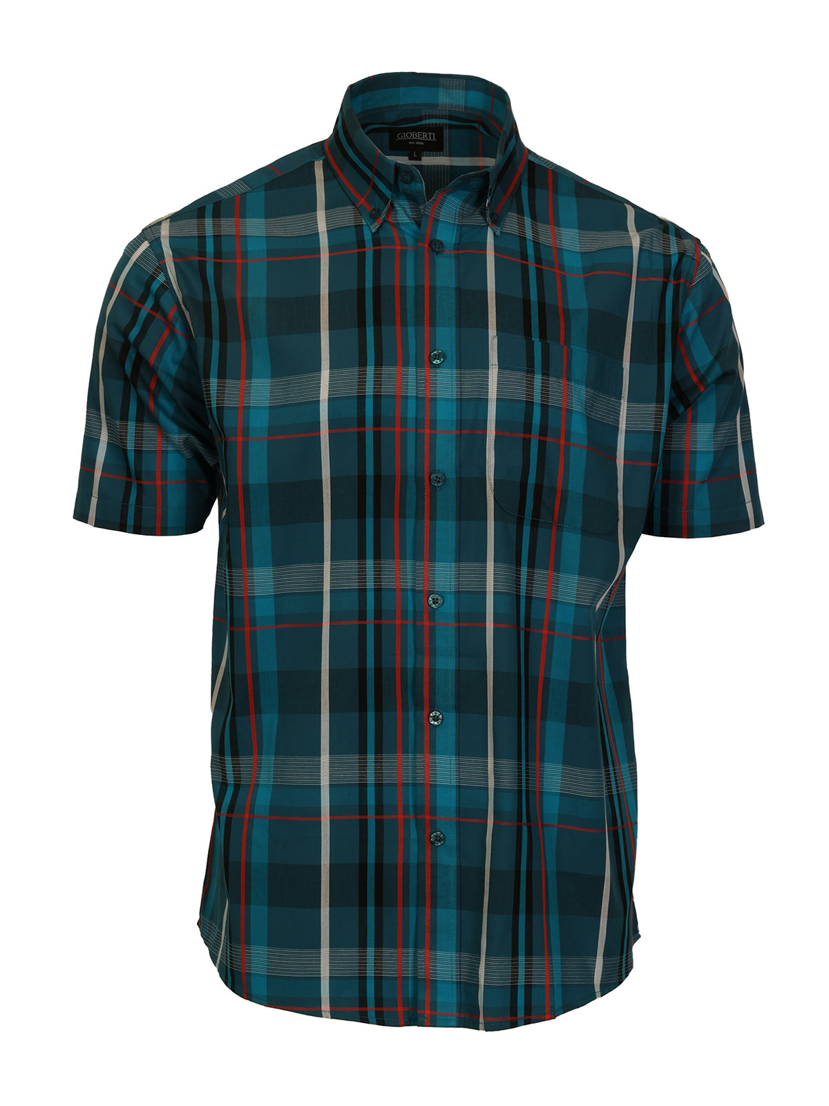 Mens Casual Plaid Short Sleeve Button Down Shirt