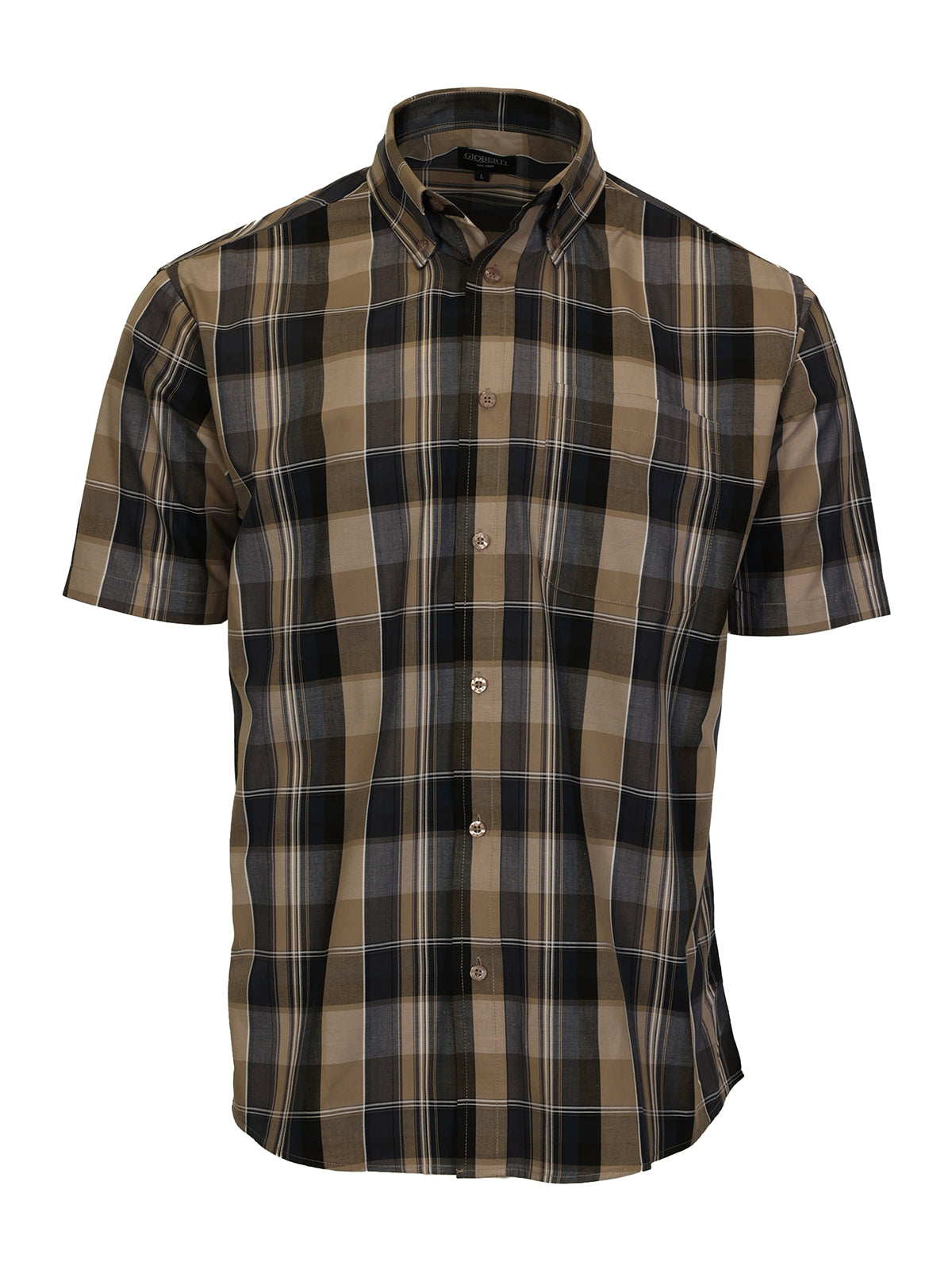 Mens Casual Plaid Short Sleeve Button Down Shirt