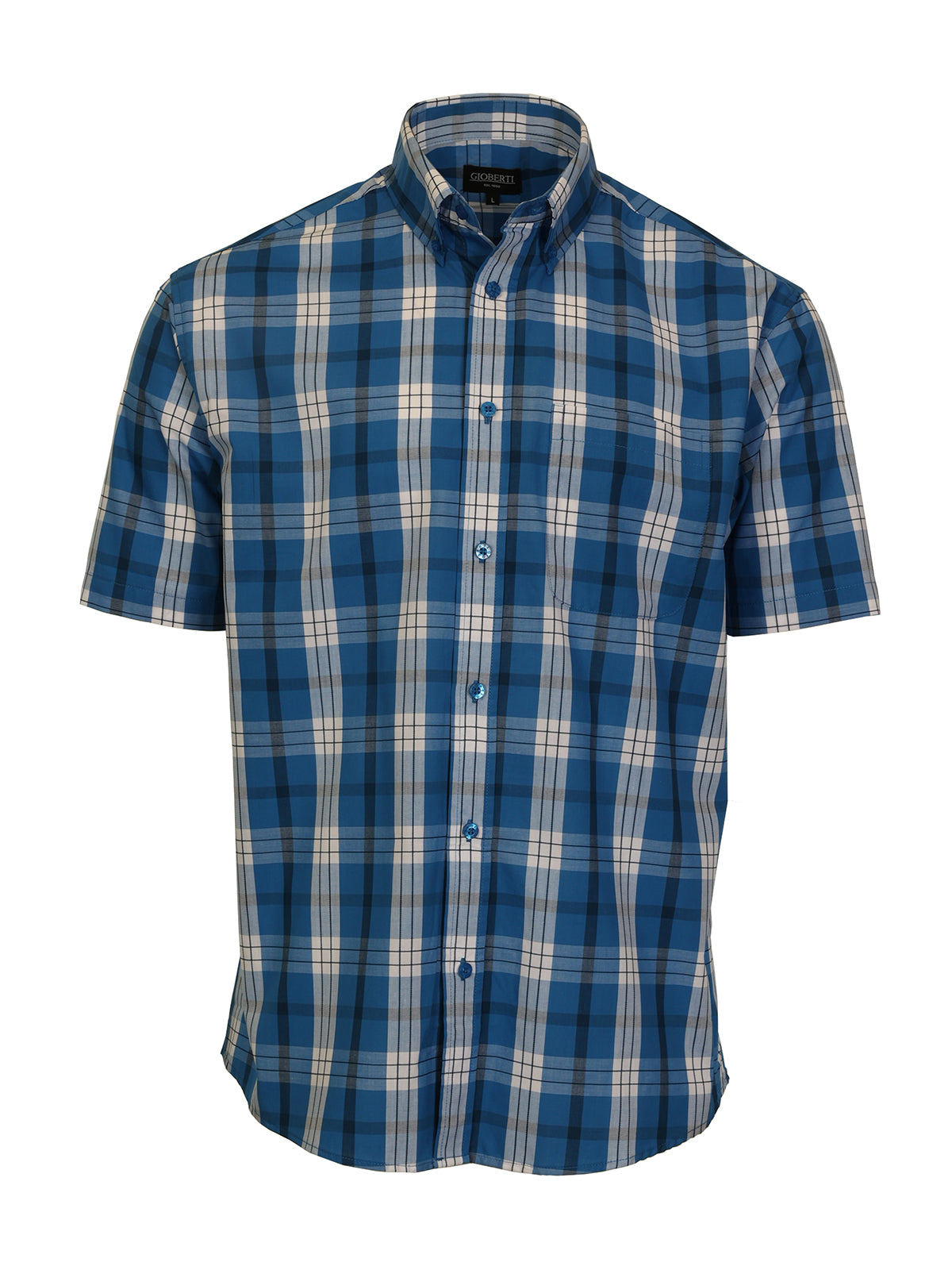 Mens Casual Plaid Short Sleeve Button Down Shirt