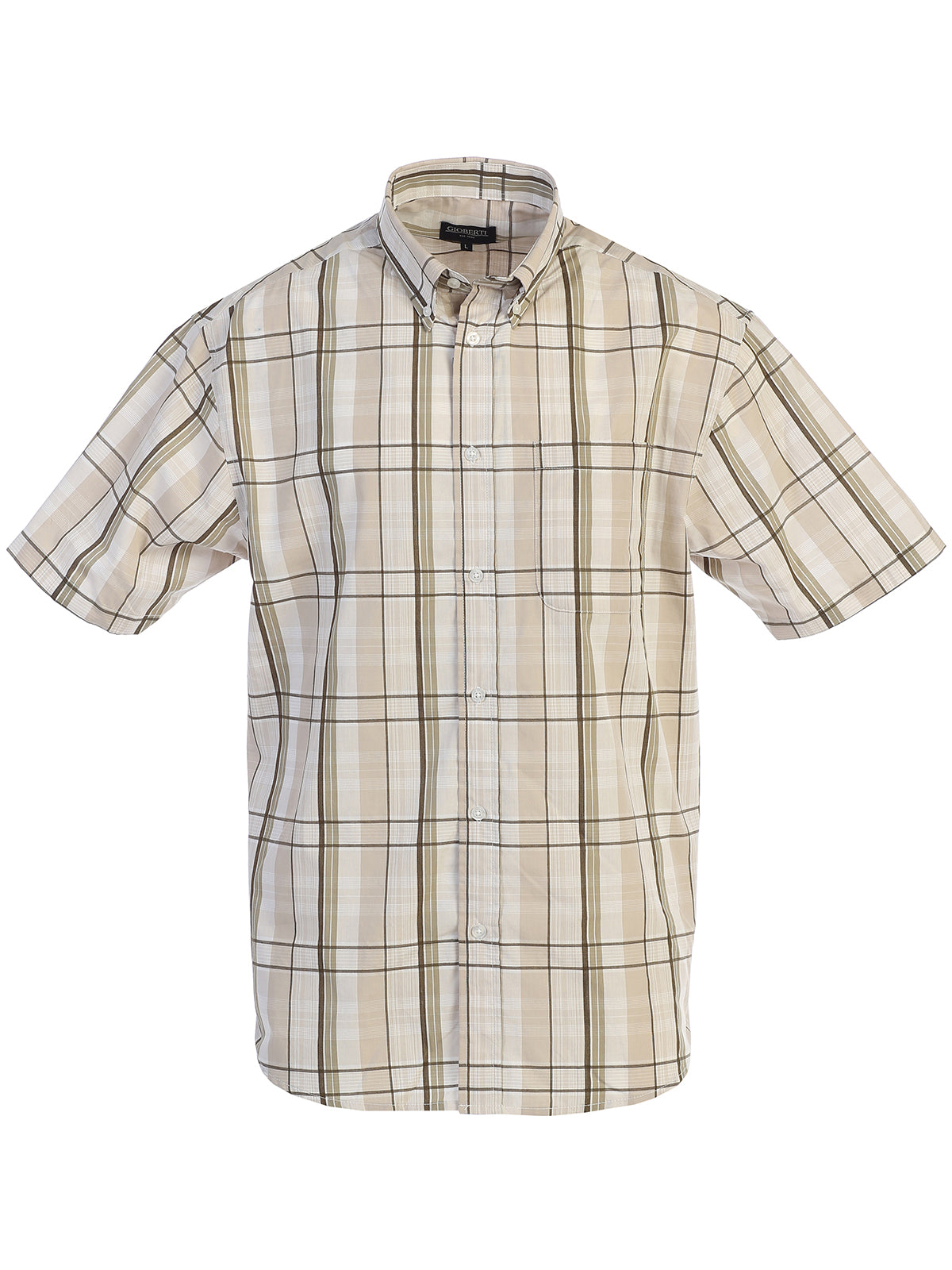 Mens Casual Plaid Short Sleeve Button Down Shirt