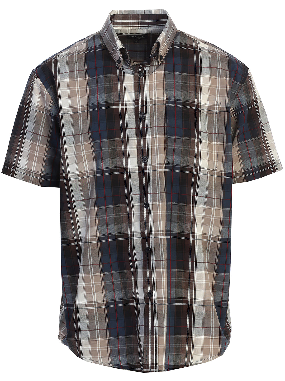 Mens Casual Plaid Short Sleeve Button Down Shirt