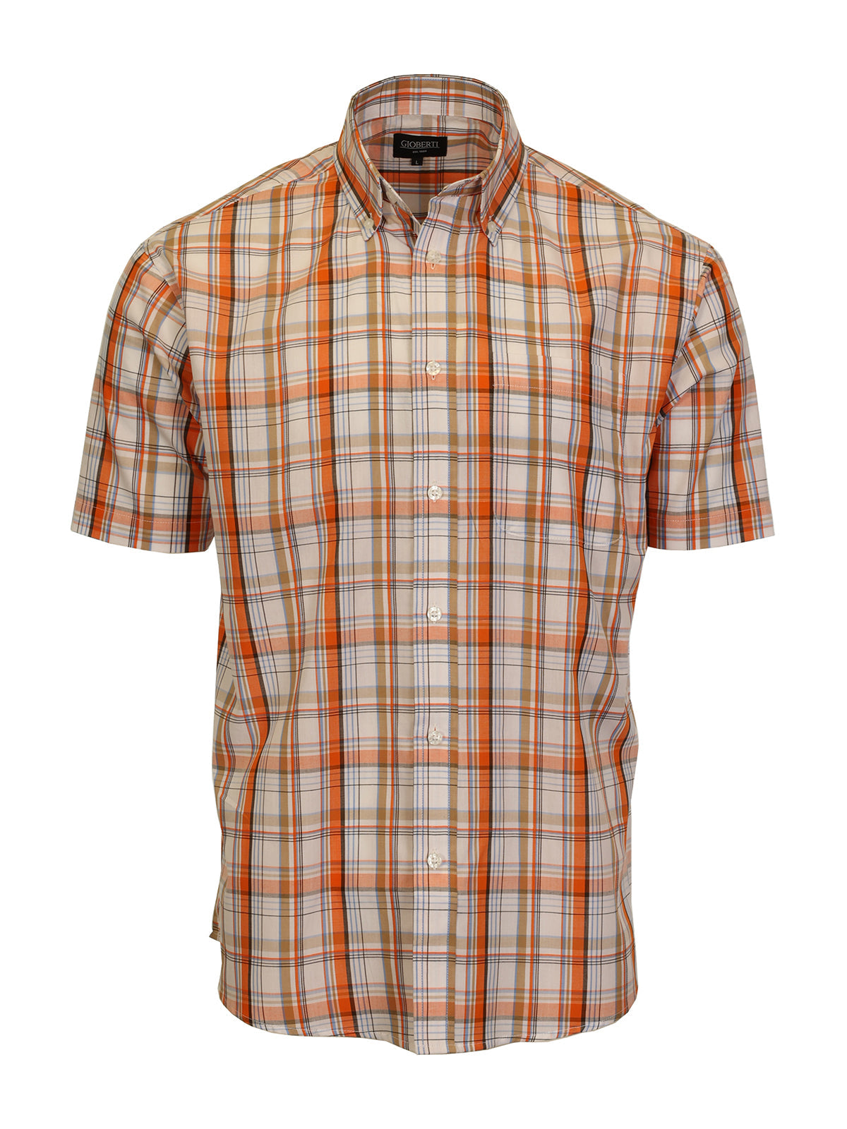 Mens Casual Plaid Short Sleeve Button Down Shirt