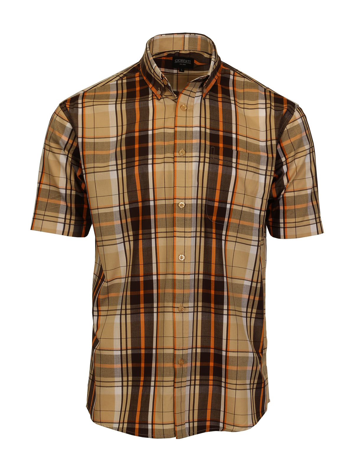 Mens Casual Plaid Short Sleeve Button Down Shirt