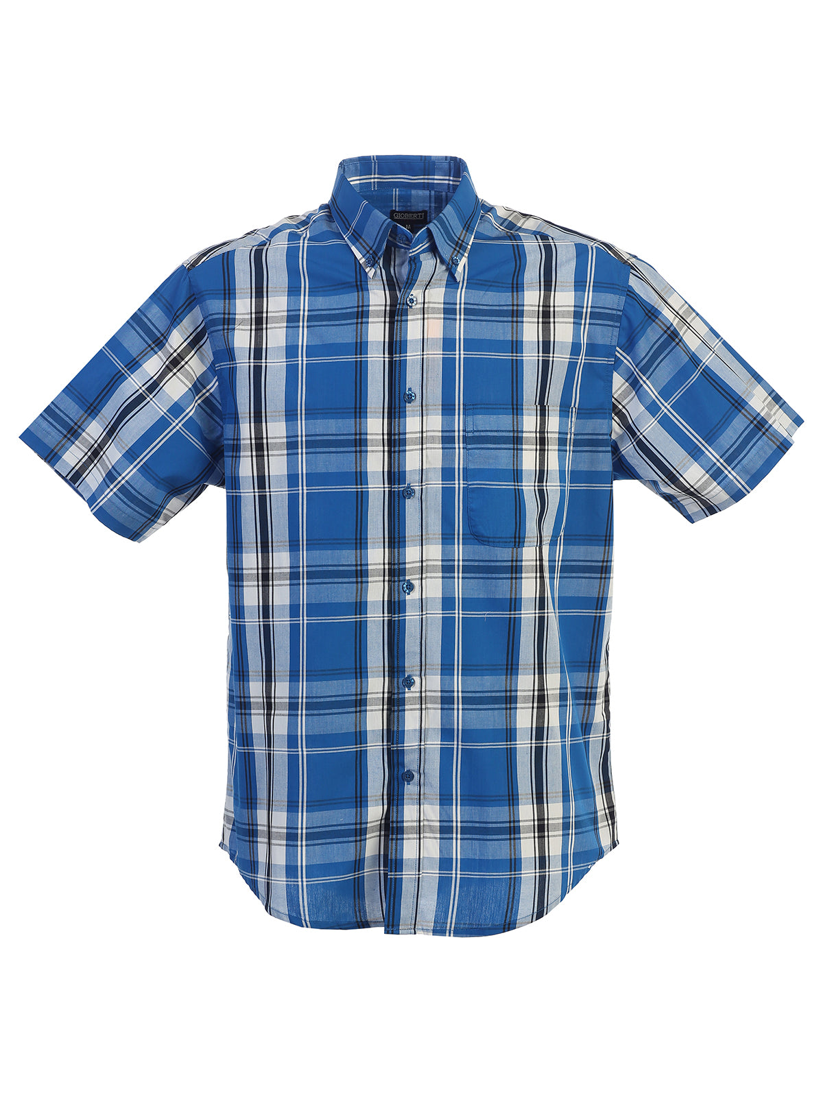 Mens Casual Plaid Short Sleeve Button Down Shirt