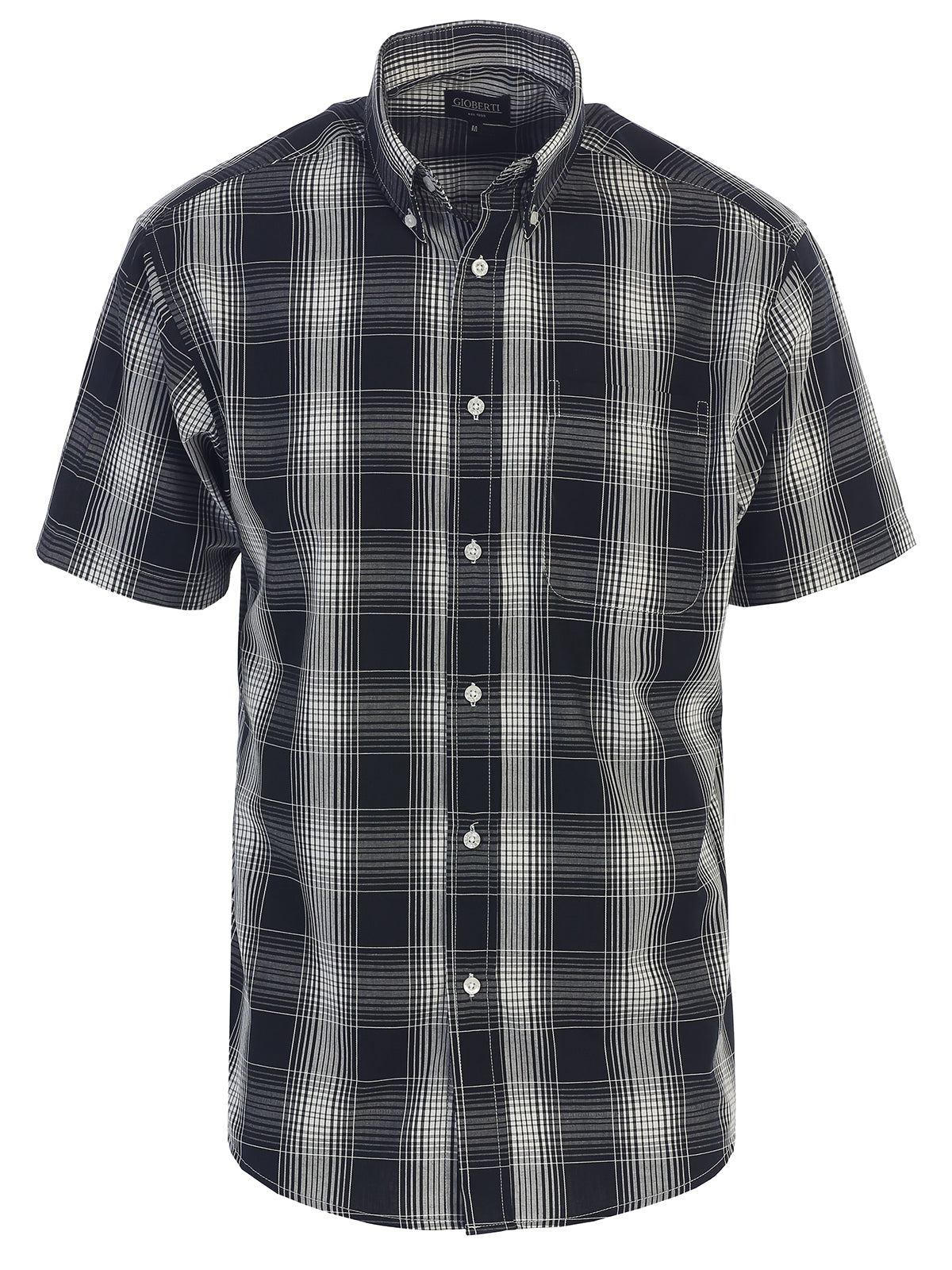 Mens Casual Plaid Short Sleeve Button Down Shirt