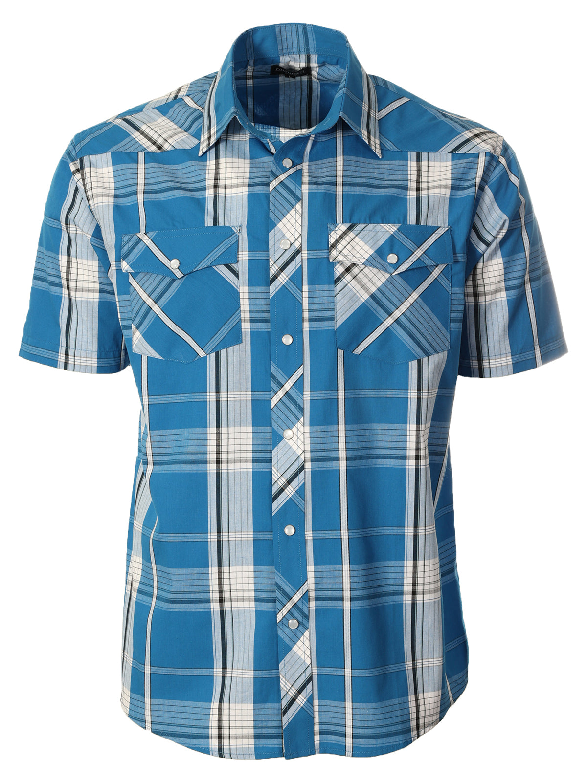 Mens Casual Plaid Short Sleeve Button Down Shirt