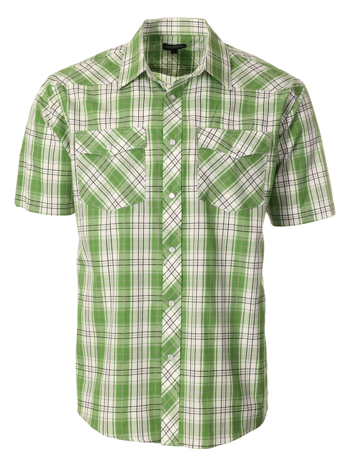 Mens Casual Plaid Short Sleeve Button Down Shirt