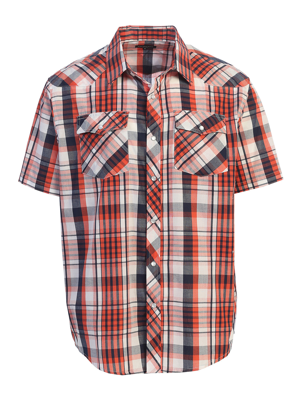 Mens Casual Plaid Short Sleeve Button Down Shirt