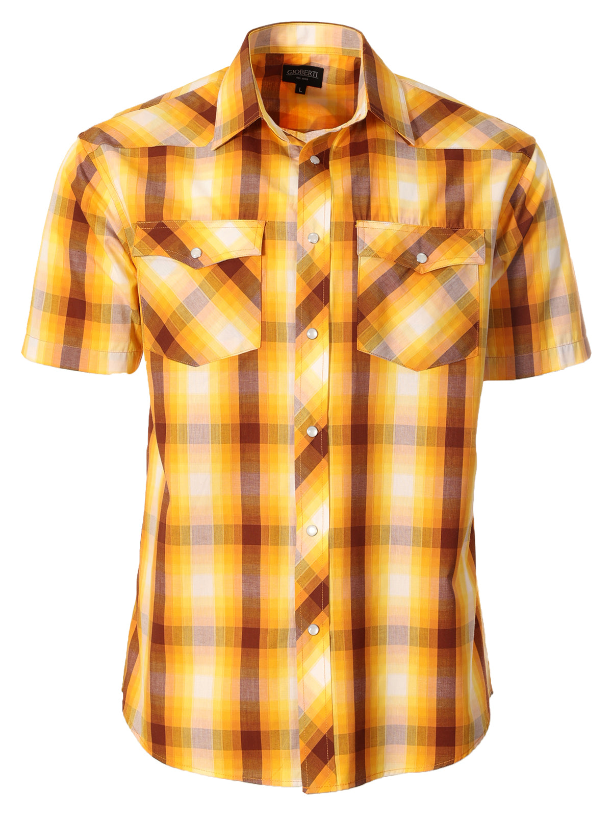 Mens Casual Plaid Short Sleeve Button Down Shirt