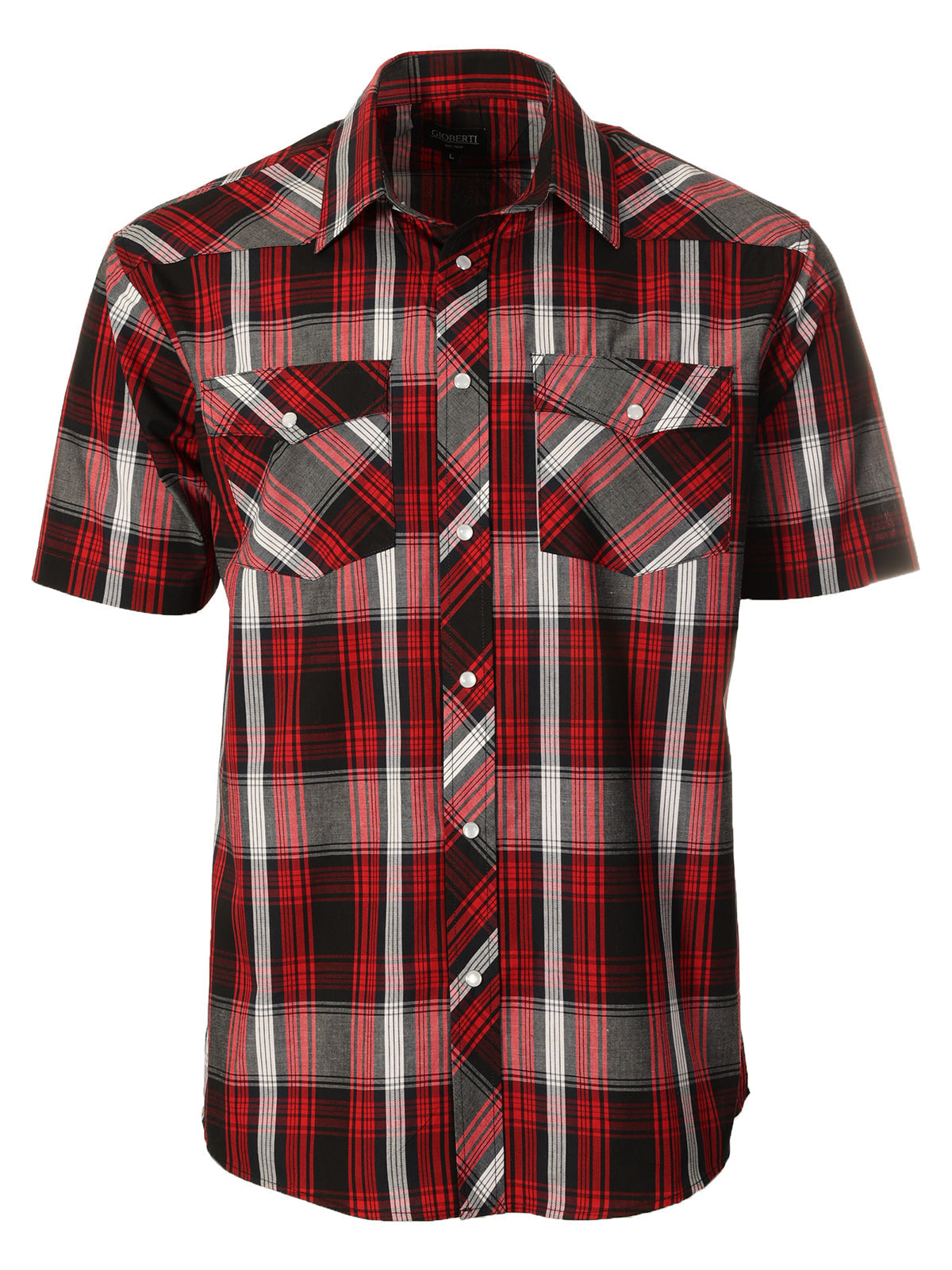 Mens Casual Plaid Short Sleeve Button Down Shirt