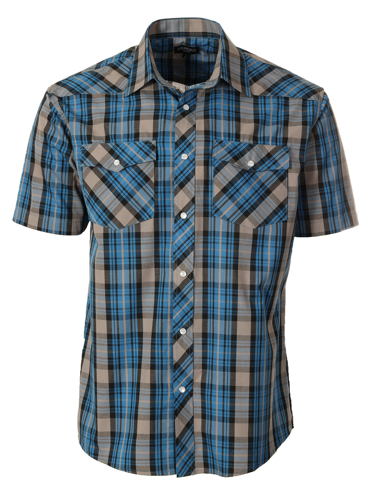 Mens Casual Plaid Short Sleeve Button Down Shirt