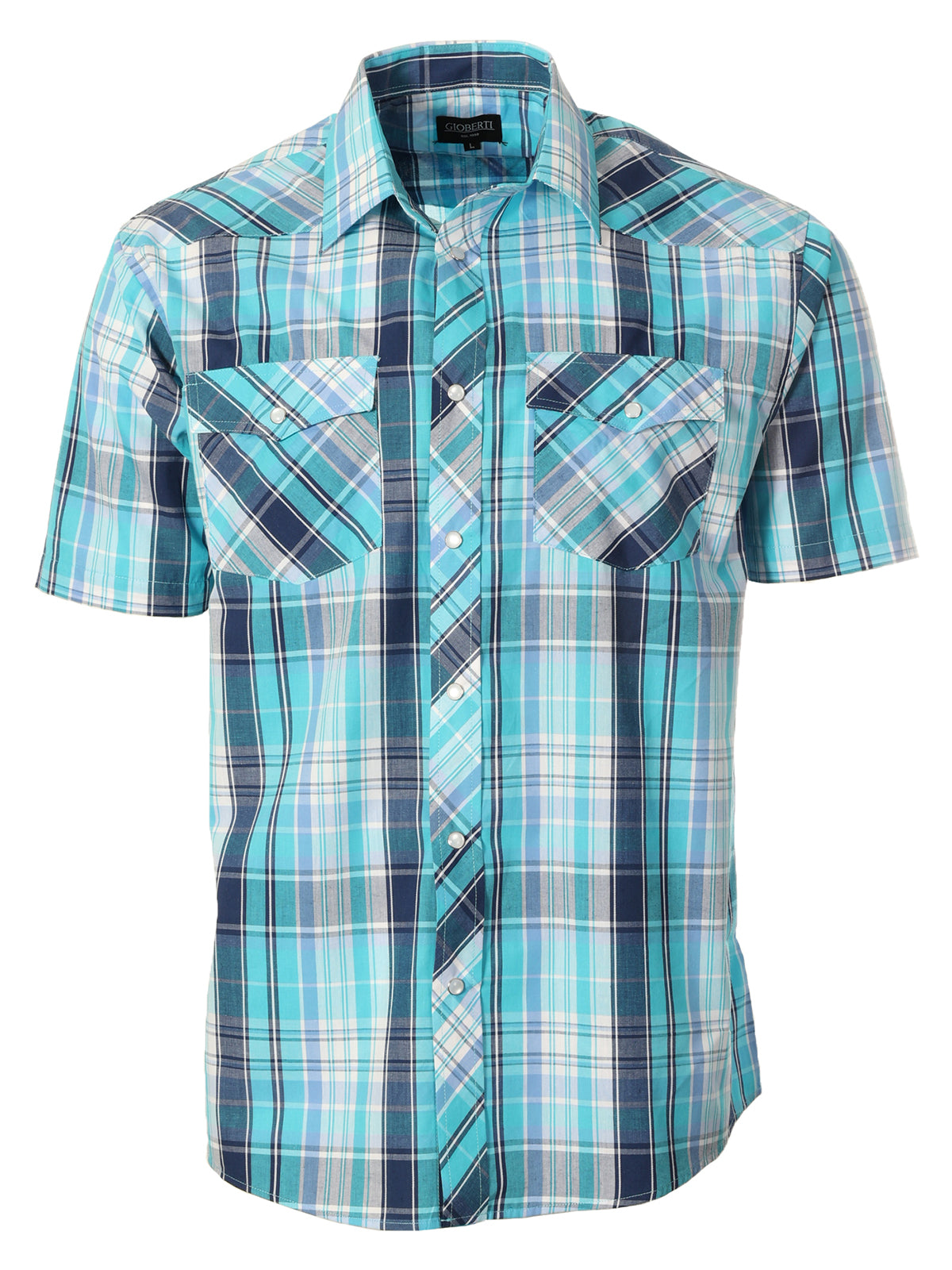 Mens Casual Plaid Short Sleeve Button Down Shirt