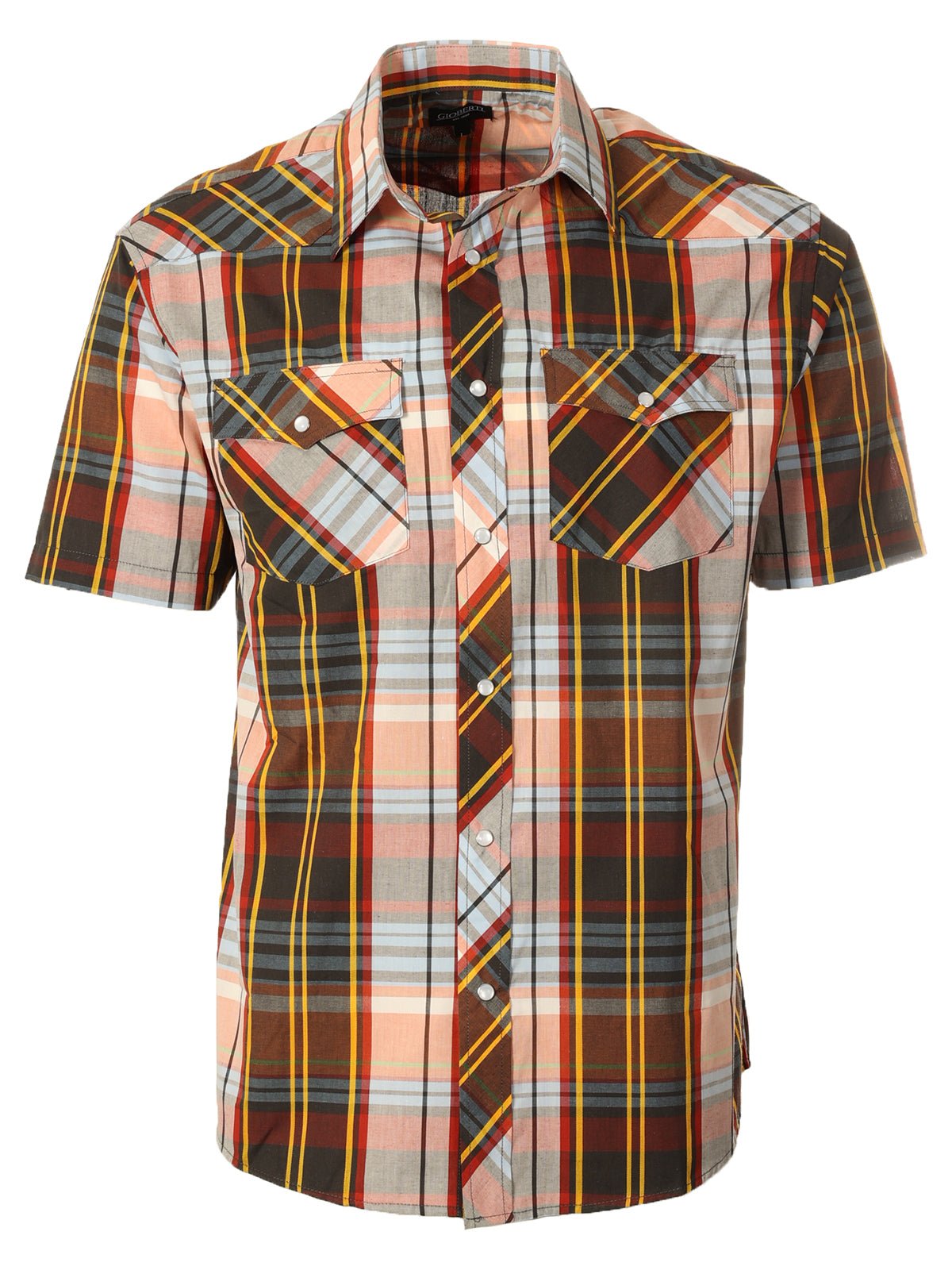 Mens Casual Plaid Short Sleeve Button Down Shirt