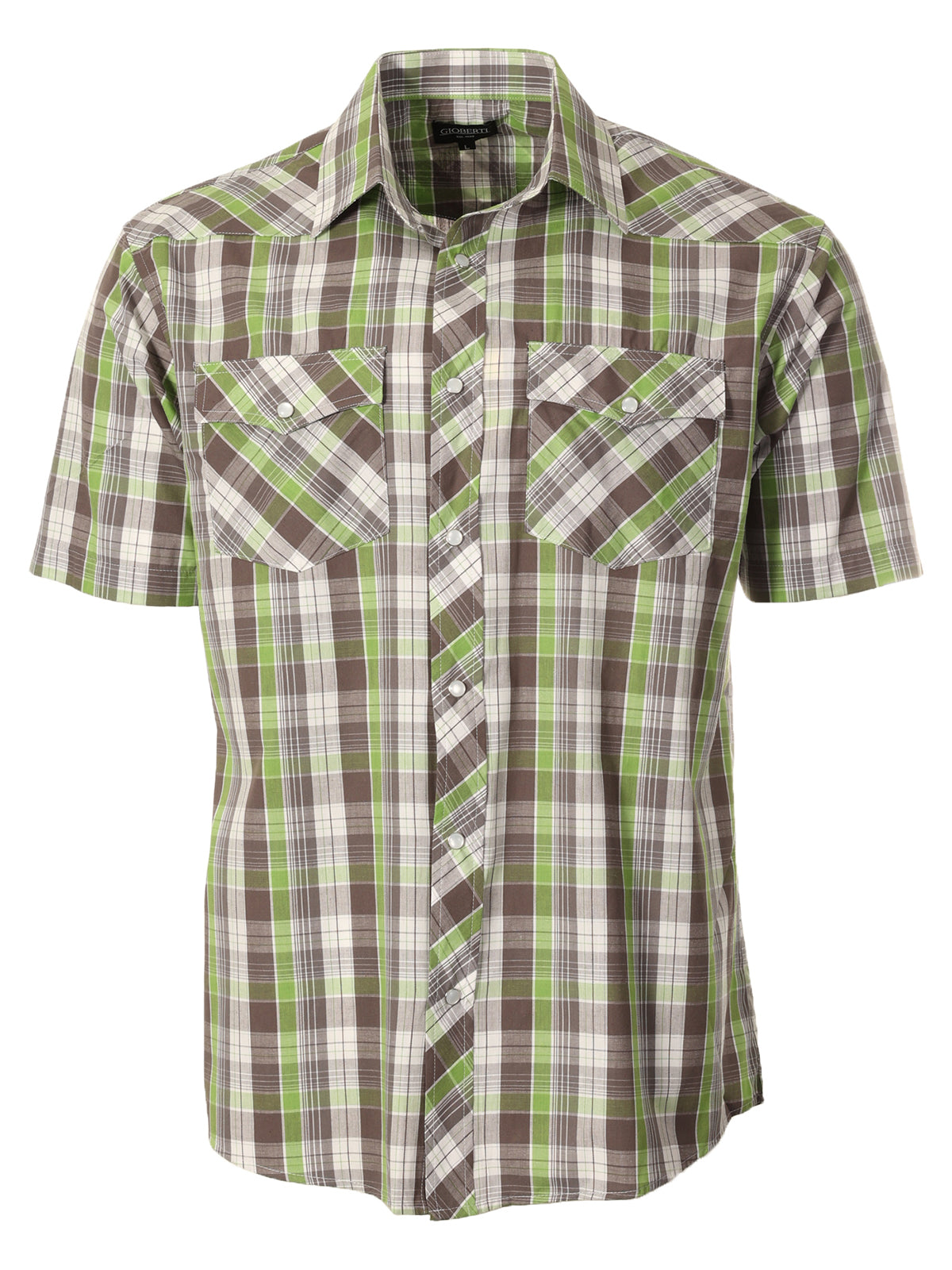 Mens Casual Plaid Short Sleeve Button Down Shirt