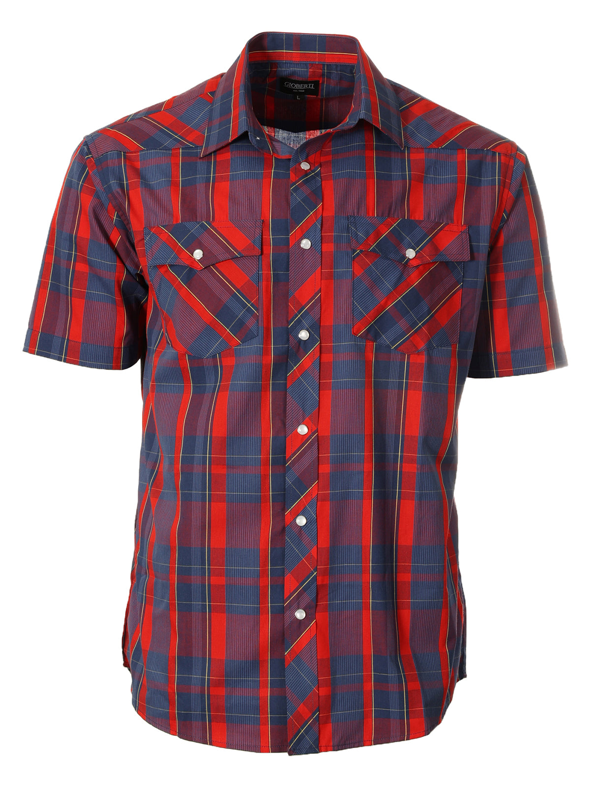 Mens Casual Plaid Short Sleeve Button Down Shirt