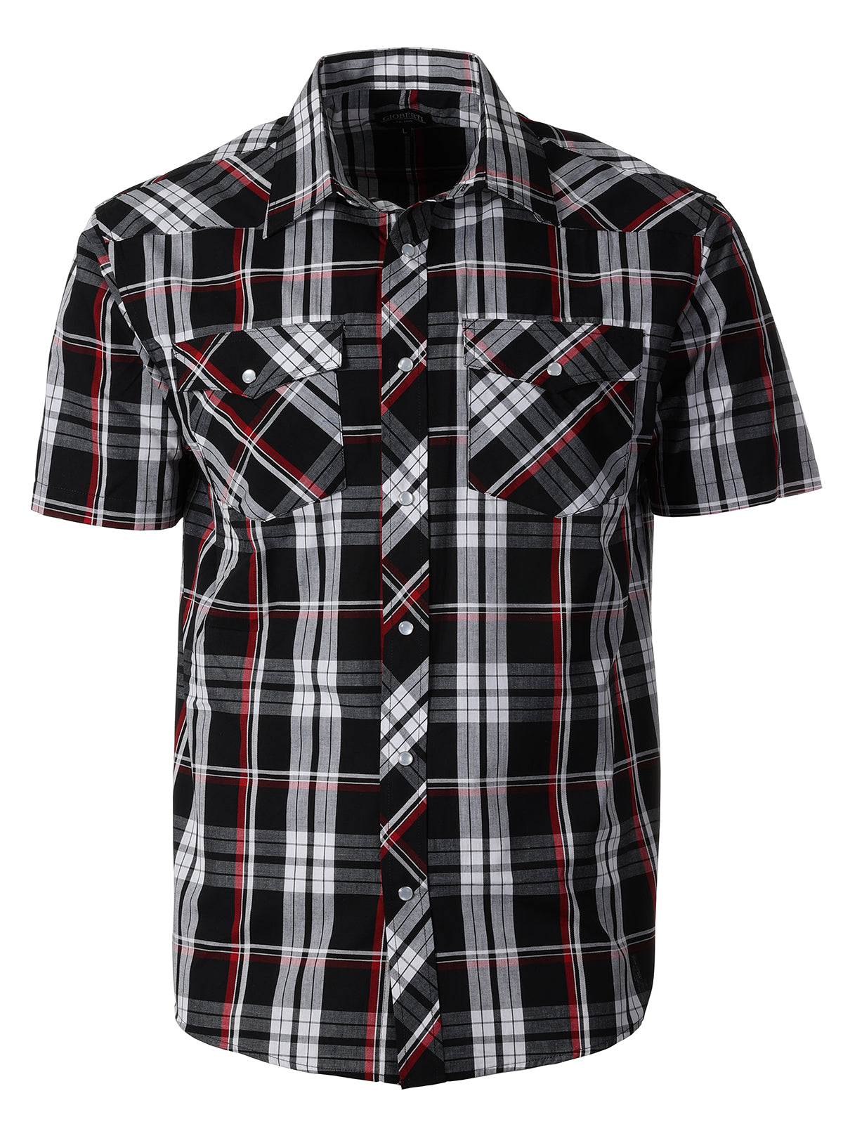 Mens Casual Plaid Short Sleeve Button Down Shirt