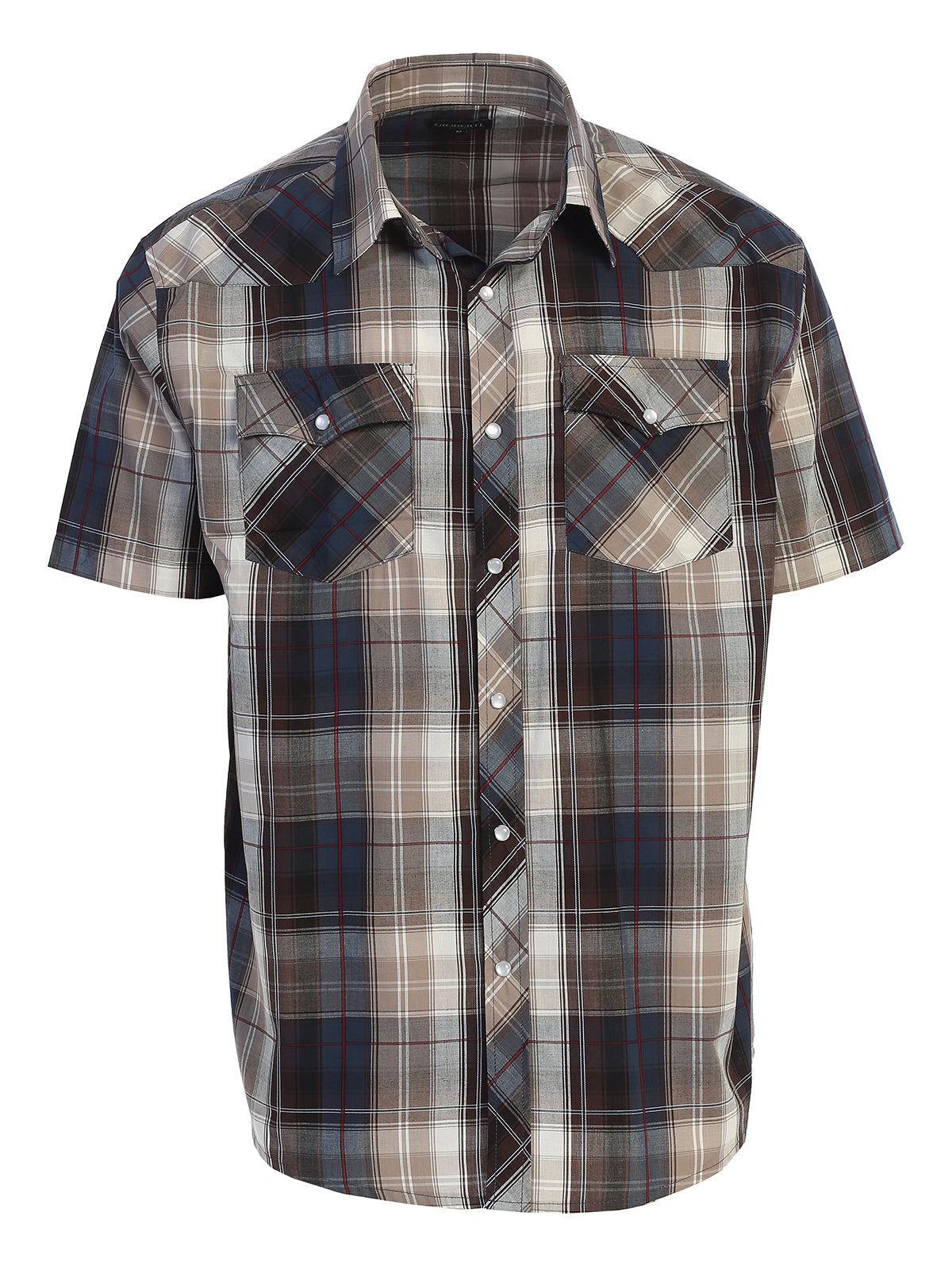 Mens Casual Plaid Short Sleeve Button Down Shirt