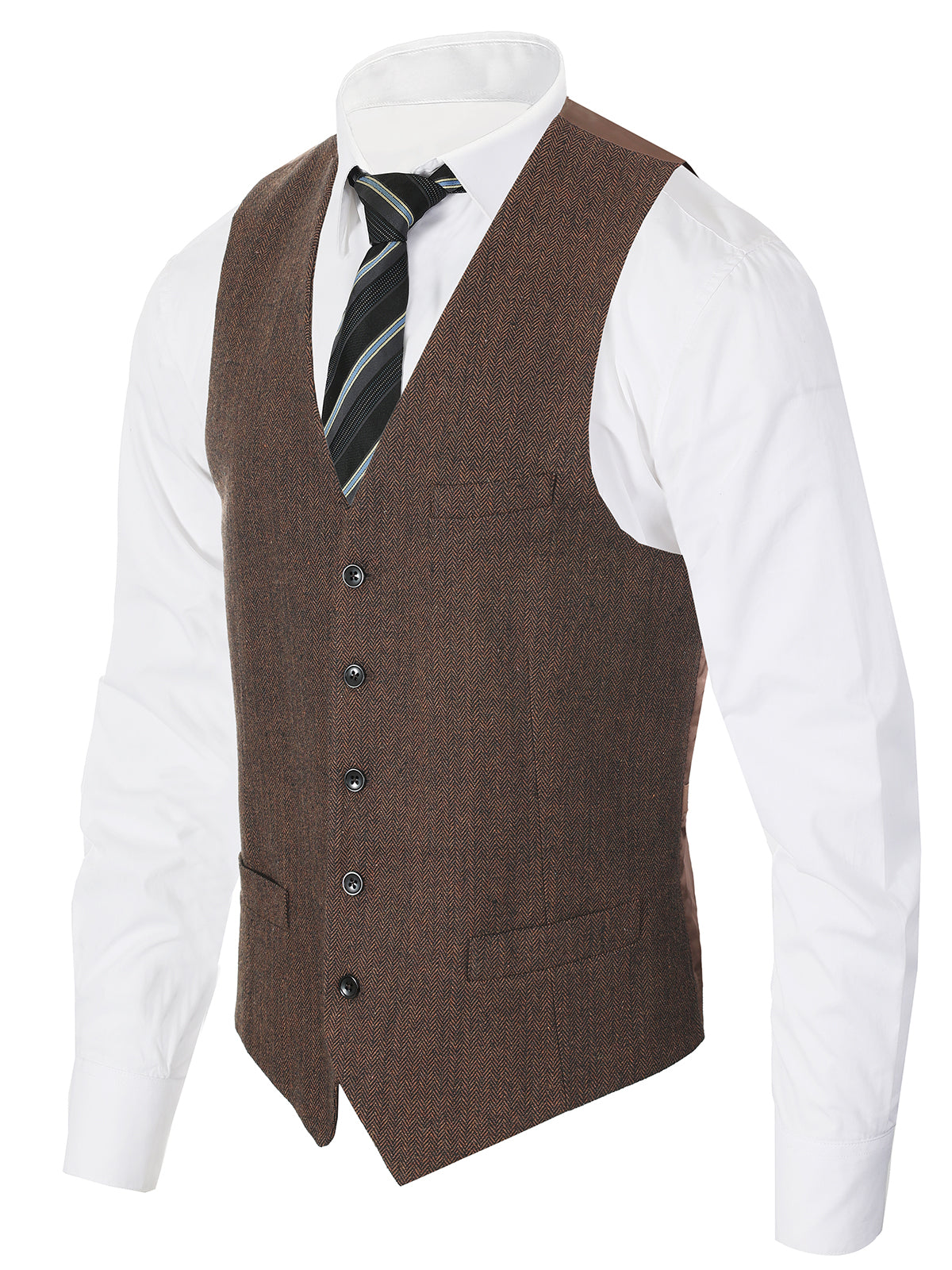 Men's 5 Button Formal Tweed Suit Vest