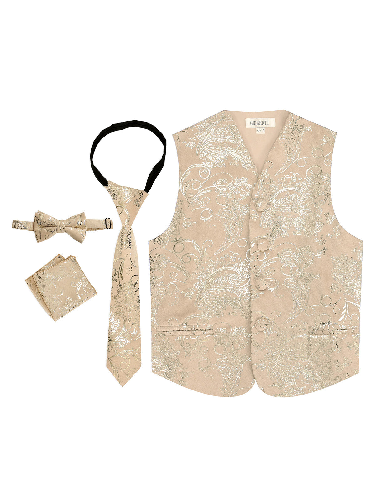 Boy's formal metallic paisley vest set