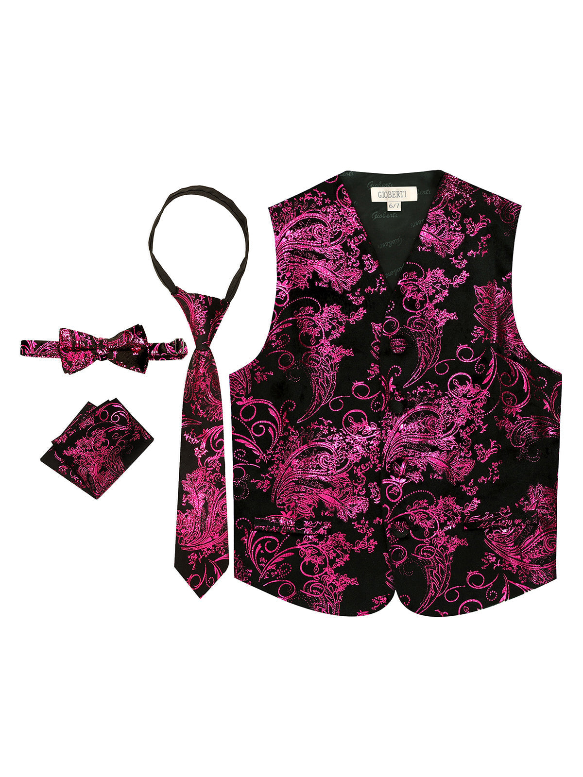 Boy's formal metallic paisley vest set