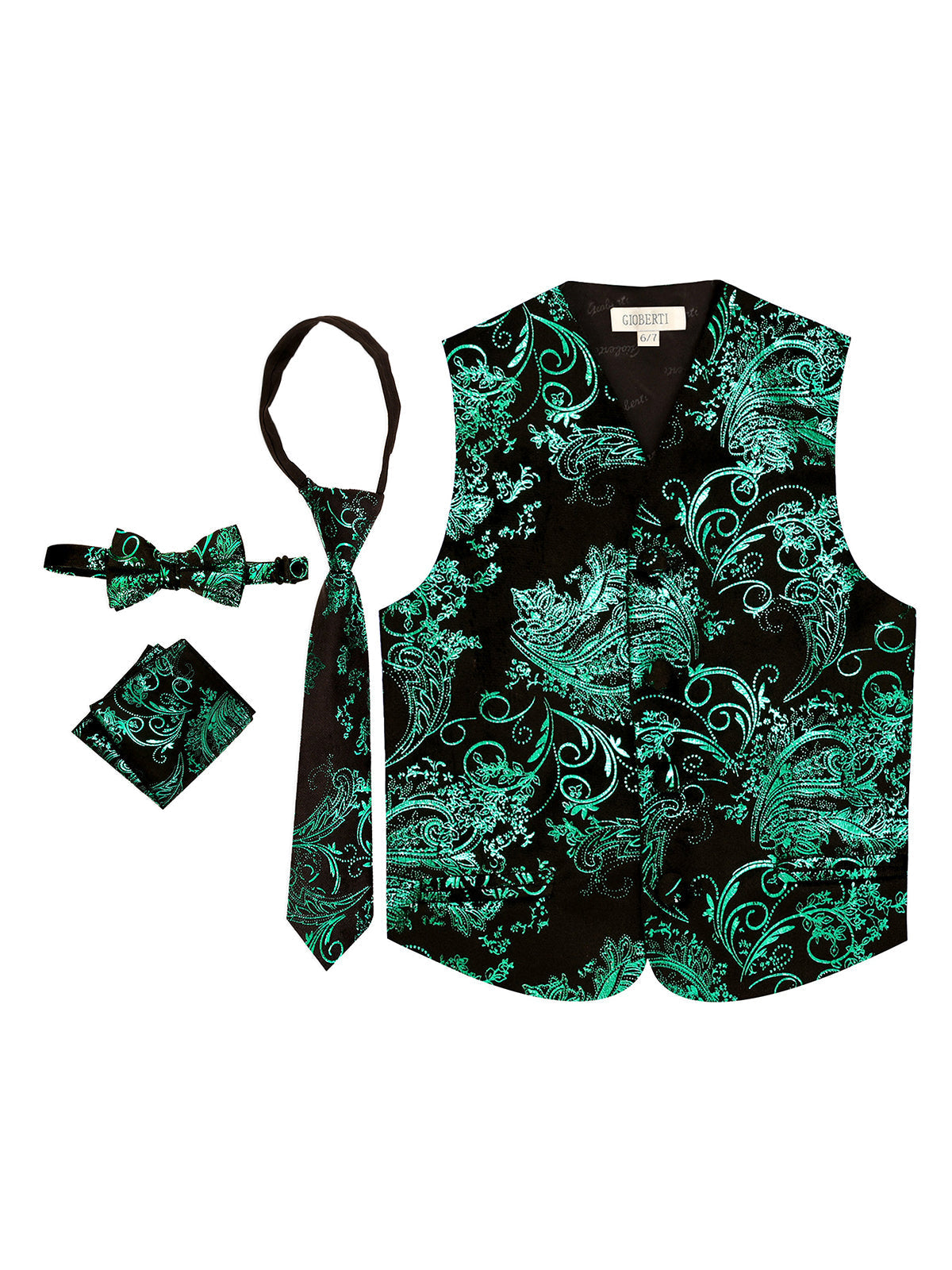 Boy's formal metallic paisley vest set