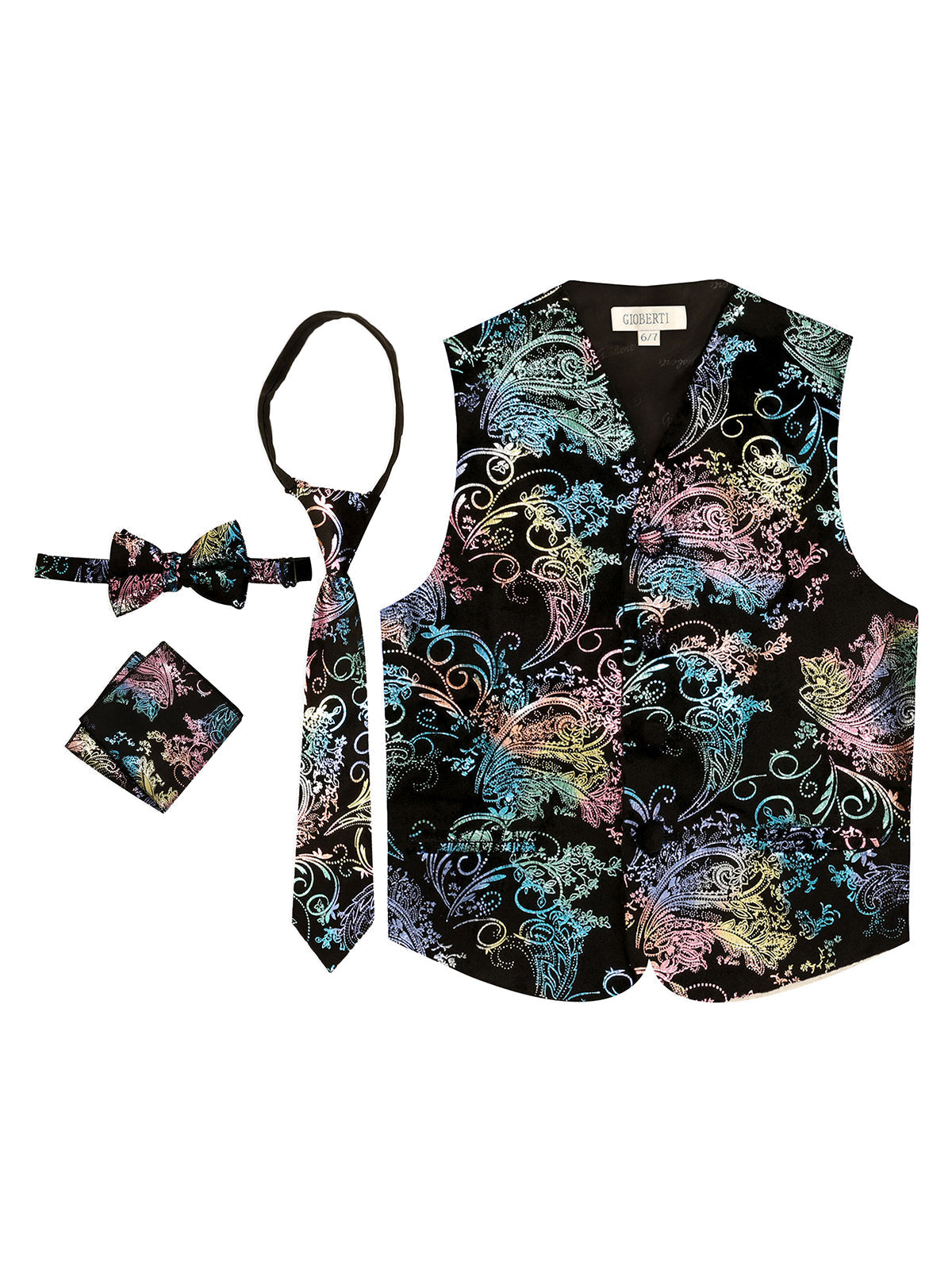 Boy's formal metallic paisley vest set