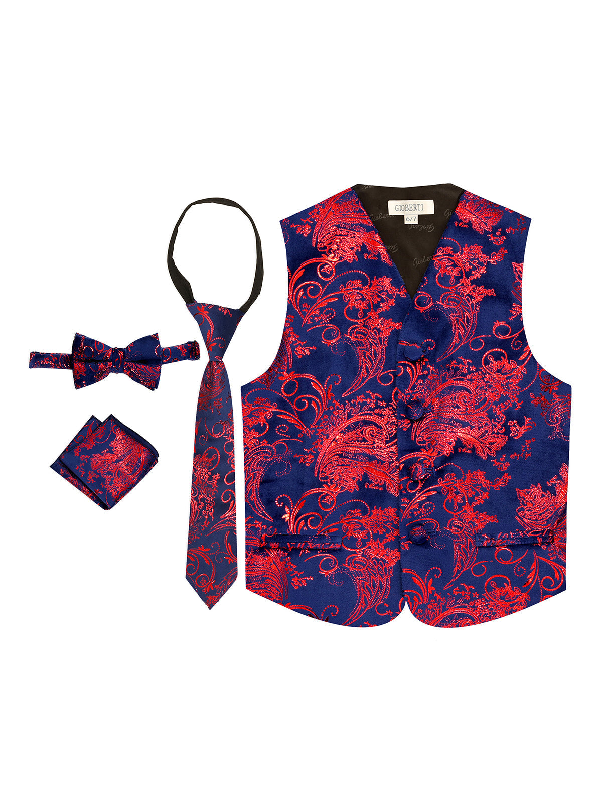 Boy's formal metallic paisley vest set