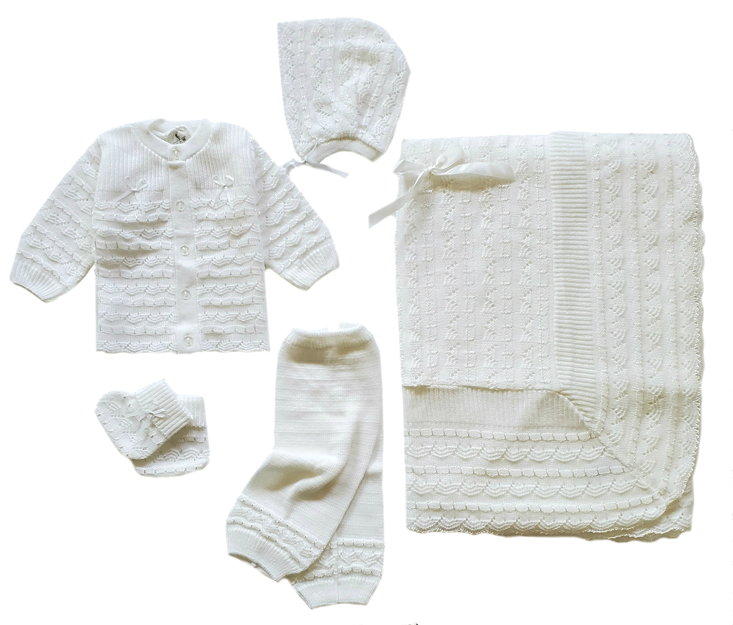 Wholesale Crystal Crochet 5 Piece Outfit Set With Blanket