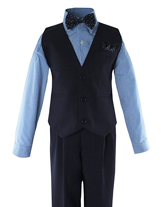 Boys Vest Suit Shirt Tie Pants Plaid Shirt  RFL -1588