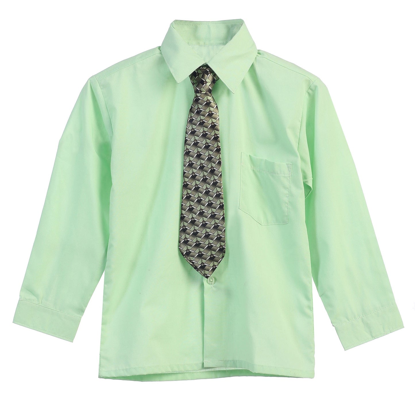 Wholesale Long Sleeve Boys Dress Shirt With Tie 8-14   RFL-858