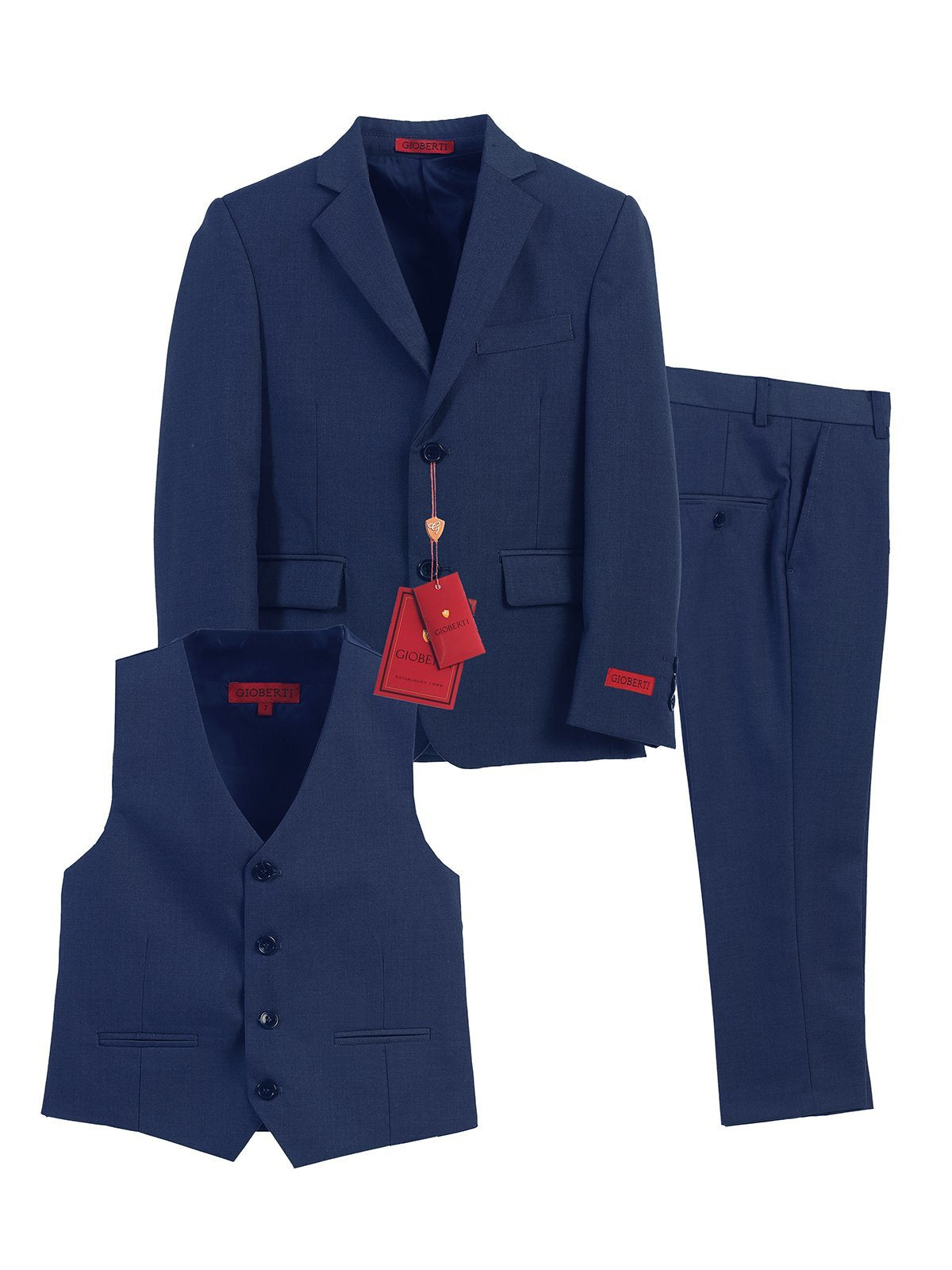Boys Formal 3 Piece Suit Set with Jacket, Vest and Pants -GB-3BSV