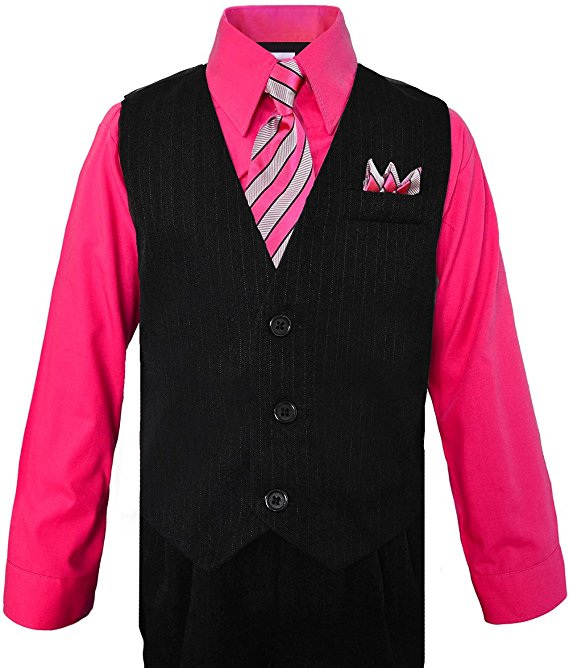 Boys Vest Suit Shirt Tie Pants Pinstripe Size 8-14   RFL-1688