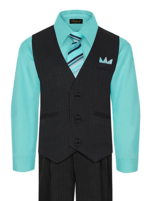 Boys Vest Suit Shirt Tie Pants Pinstripe Size 2T-4T  RFL-1688