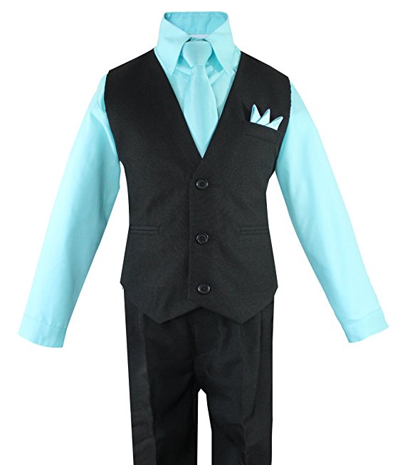 Boys Vest Suit Shirt Tie Pants Solid Size 5-7  RFL-1288