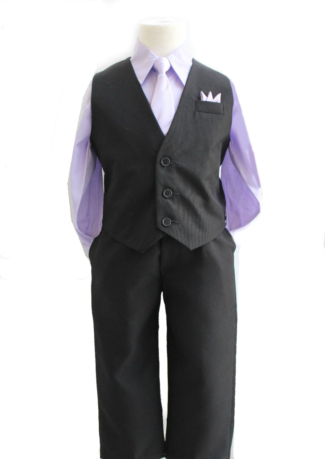 Boys Vest Suit Shirt Tie Pants Solid Size 5-7  RFL-1288