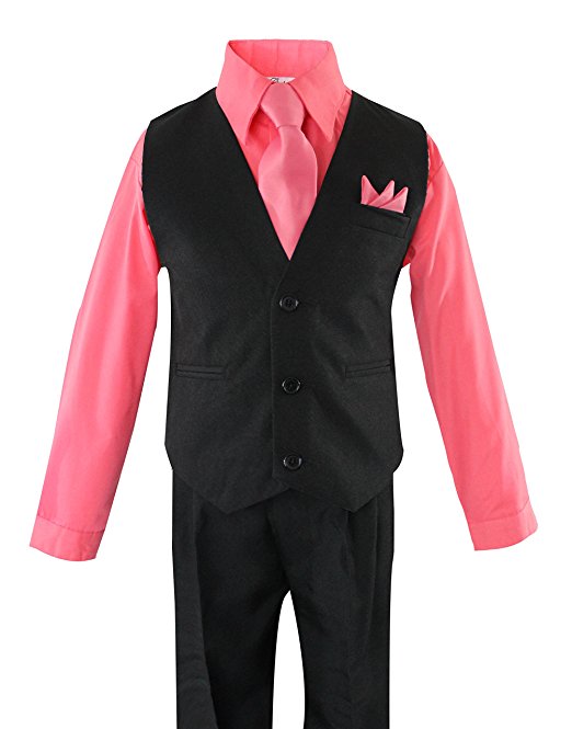 Boys Vest Suit Shirt Tie Pants Solid Size 5-7  RFL-1288
