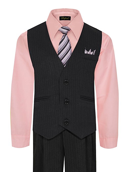 Boys Vest Suit Shirt Tie Pants Pinstripe Size 16-20  RFL-1688