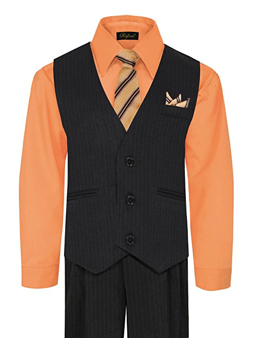 Boys Vest Suit Shirt Tie Pants Pinstripe Size 5-7 RFL-1688