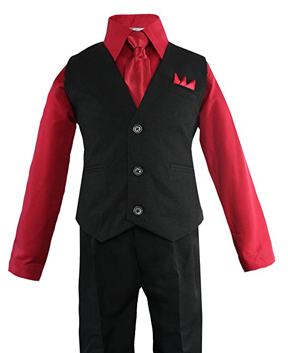 Boys Vest Suit Shirt Tie Pants Solid Size 8-14  RFL-1288