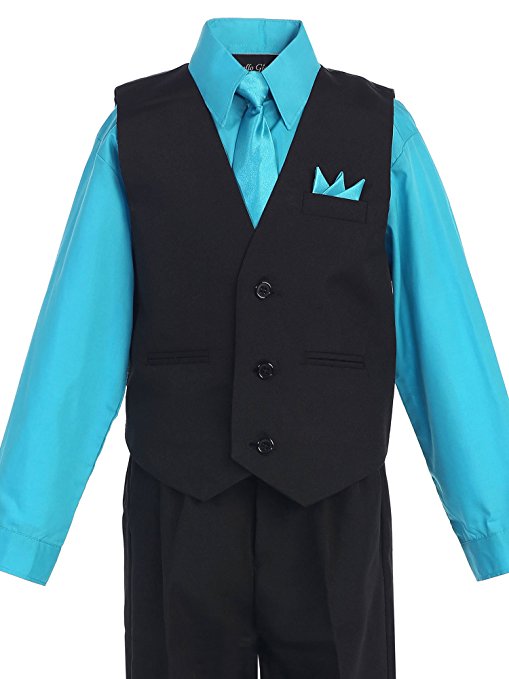 Boys Vest Suit Shirt Tie Pants Solid Size 5-7  RFL-1288