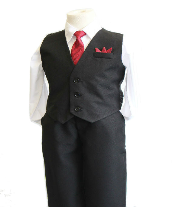 Boys Vest Suit Shirt Tie Pants Solid Size 5-7  RFL-1288