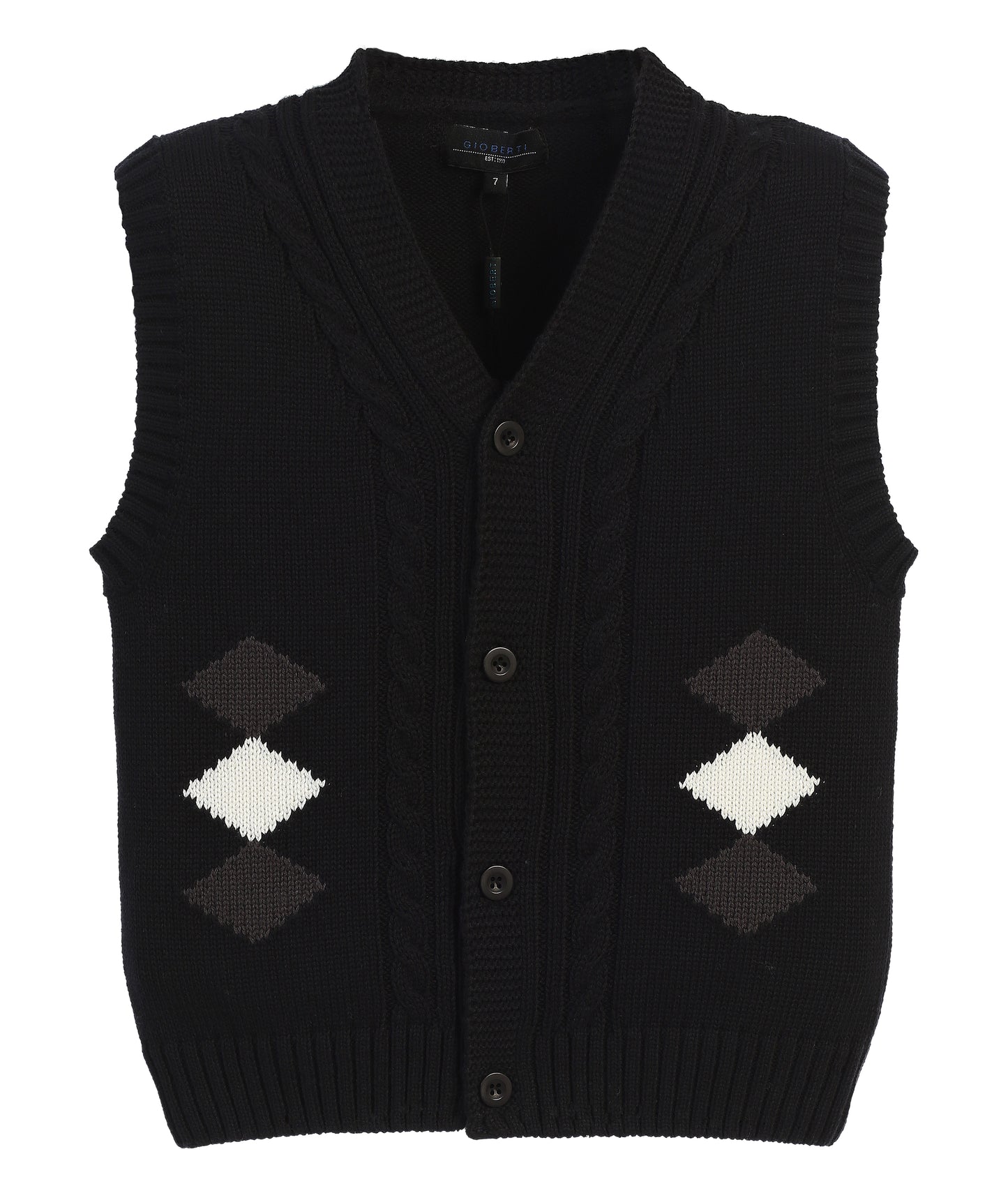 Diamond Print Knitted Vest %100 Cotton GB-SW5