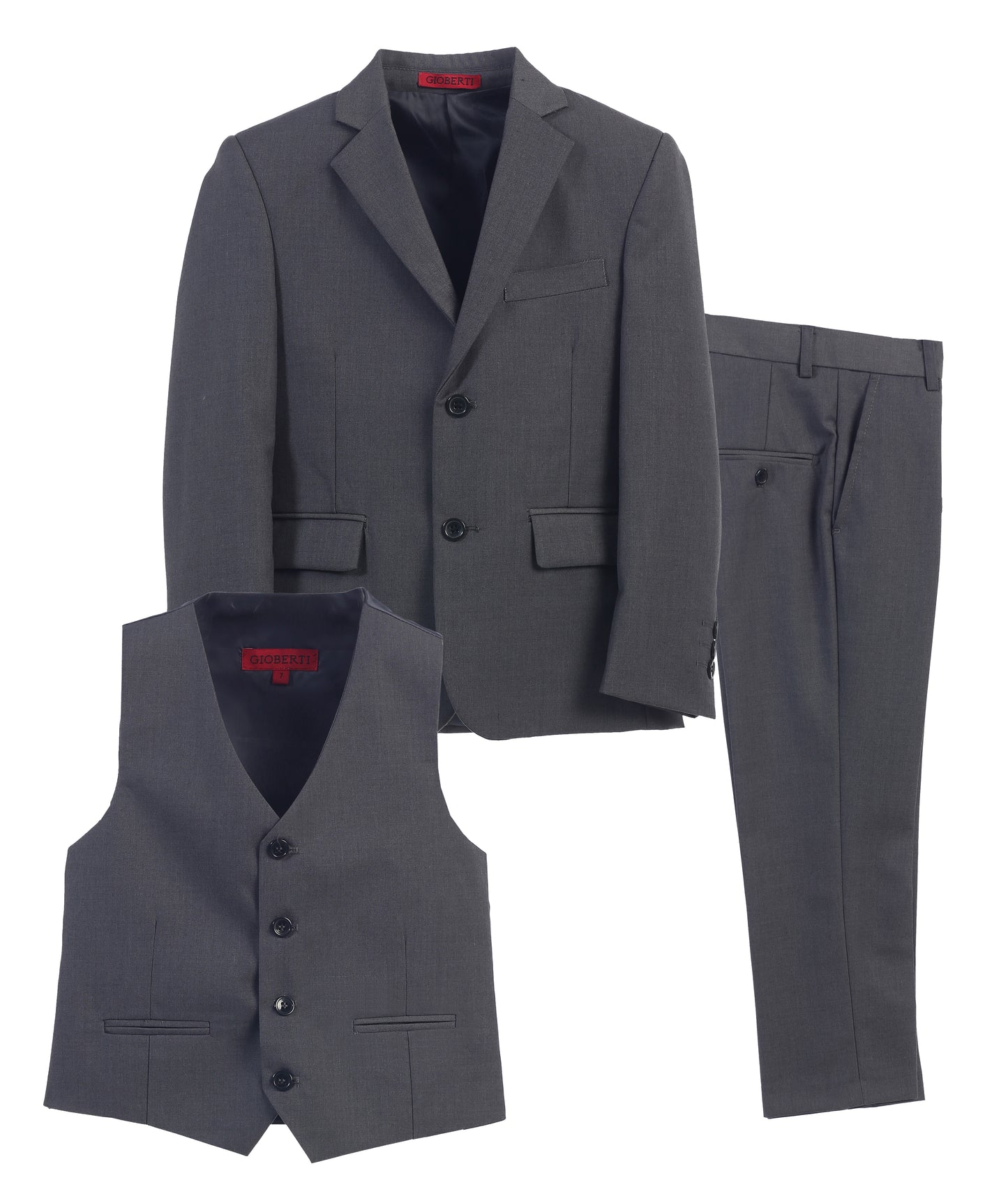 Boys Formal 3 Piece Suit Set with Jacket, Vest and Pants -GB-3BSV
