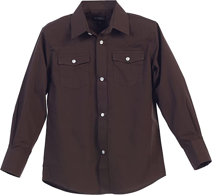 Boy's Casual Western Solid Long Sleeve Shirt with Pearl Snaps GB-LS85W