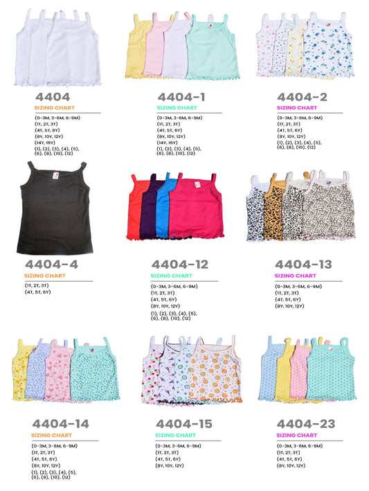 Girls Undershirt Cotton Tank Top Sleeveless 100% Cotton-KC 4404