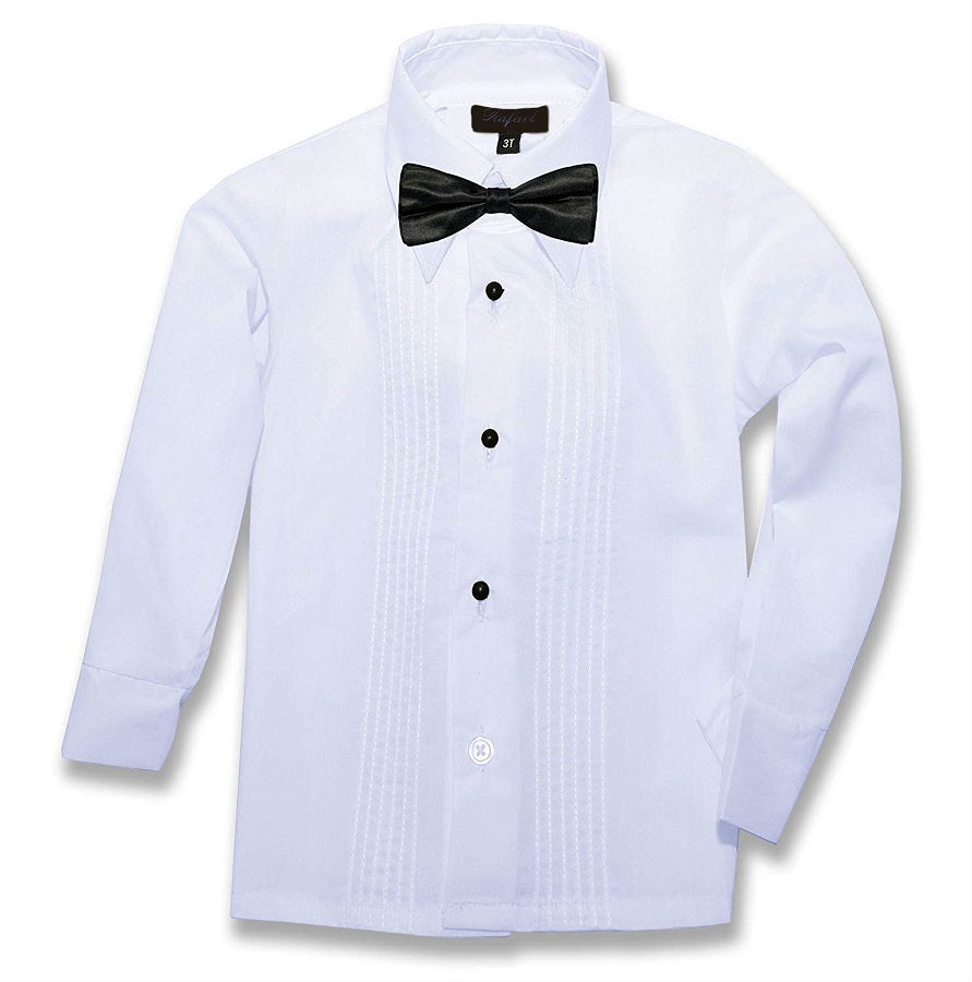 Boys Tuxedo Shirt With Bow Tie   RFL-B32