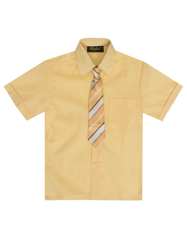 Wholesale Solid Short Sleeve Dress Shirt With Tie Size 2-7    RFL-889